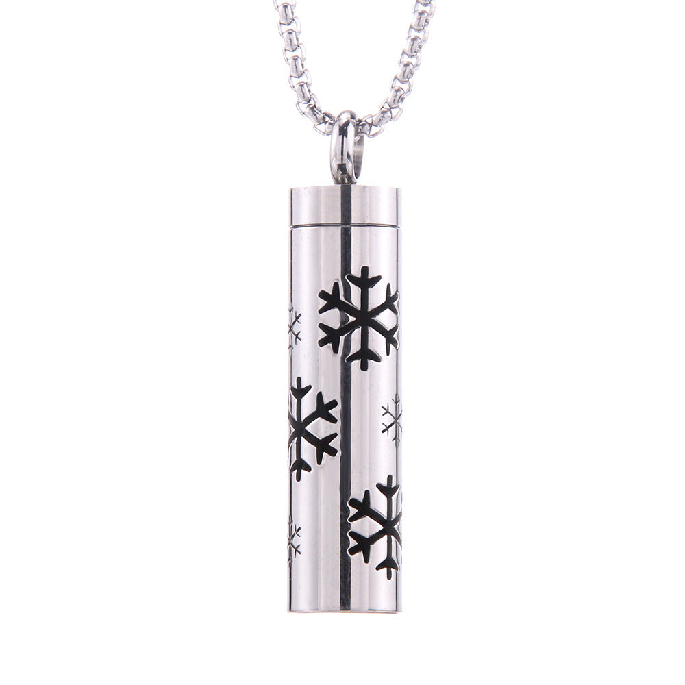 Cylinder Aromatherapy Pendant Titanium Steel Pendant Necklace