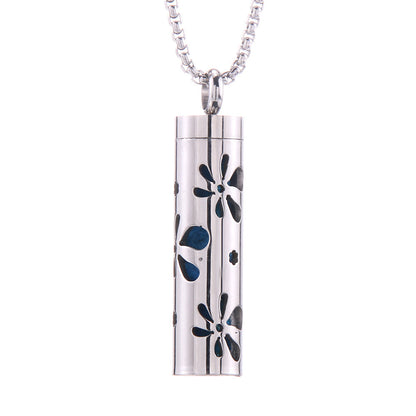 Cylinder Aromatherapy Pendant Titanium Steel Pendant Necklace