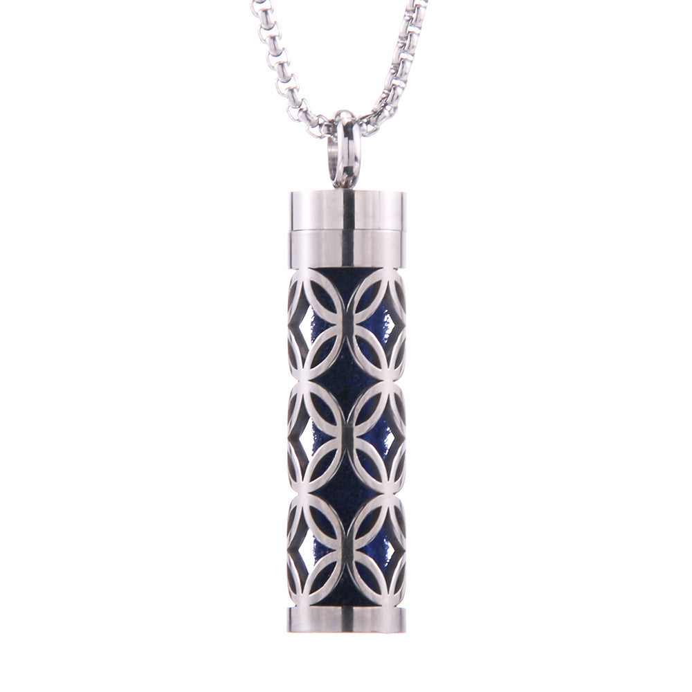 Cylinder Aromatherapy Pendant Titanium Steel Pendant Necklace