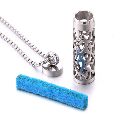 Cylinder Aromatherapy Pendant Titanium Steel Pendant Necklace