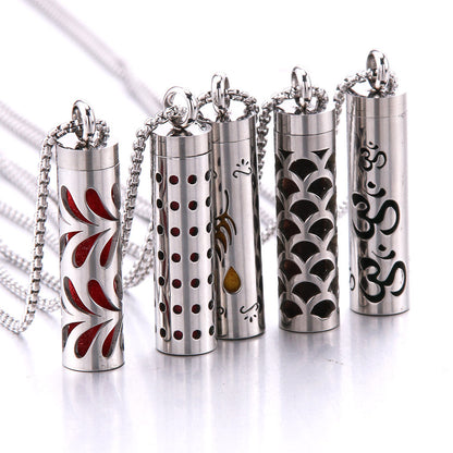 Cylinder Aromatherapy Pendant Titanium Steel Pendant Necklace