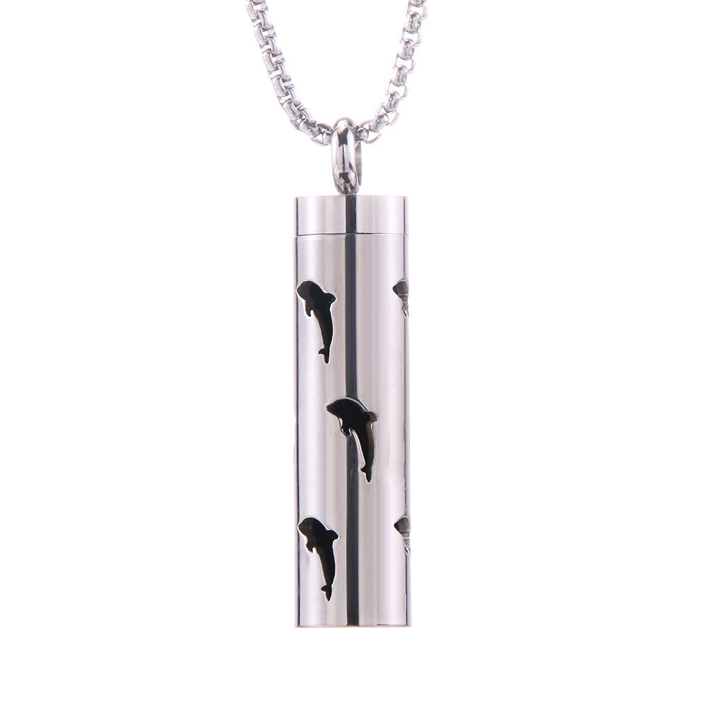 Cylinder Aromatherapy Pendant Titanium Steel Pendant Necklace