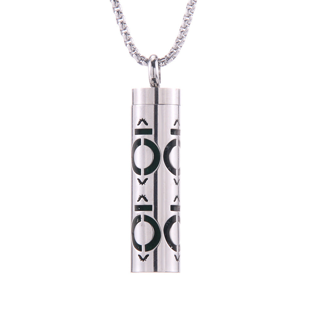 Cylinder Aromatherapy Pendant Titanium Steel Pendant Necklace