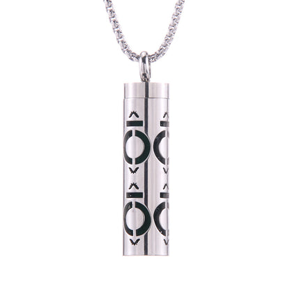 Cylinder Aromatherapy Pendant Titanium Steel Pendant Necklace