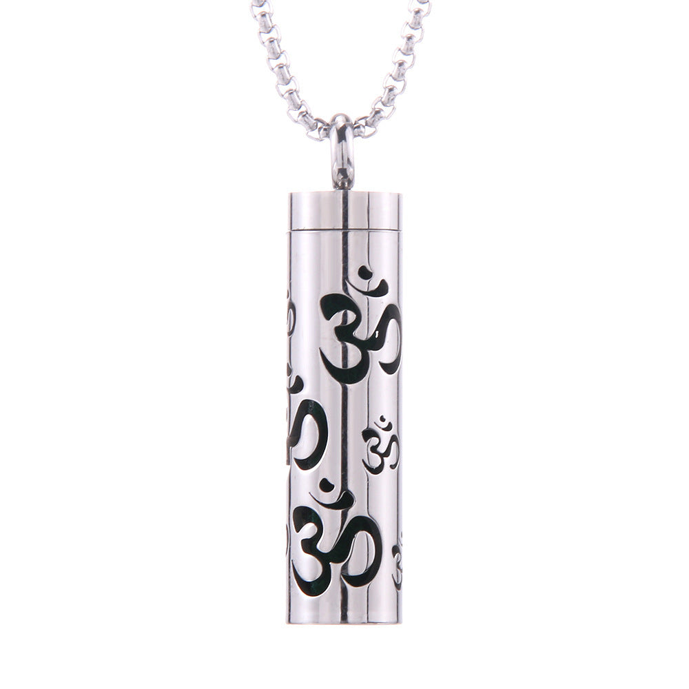 Cylinder Aromatherapy Pendant Titanium Steel Pendant Necklace