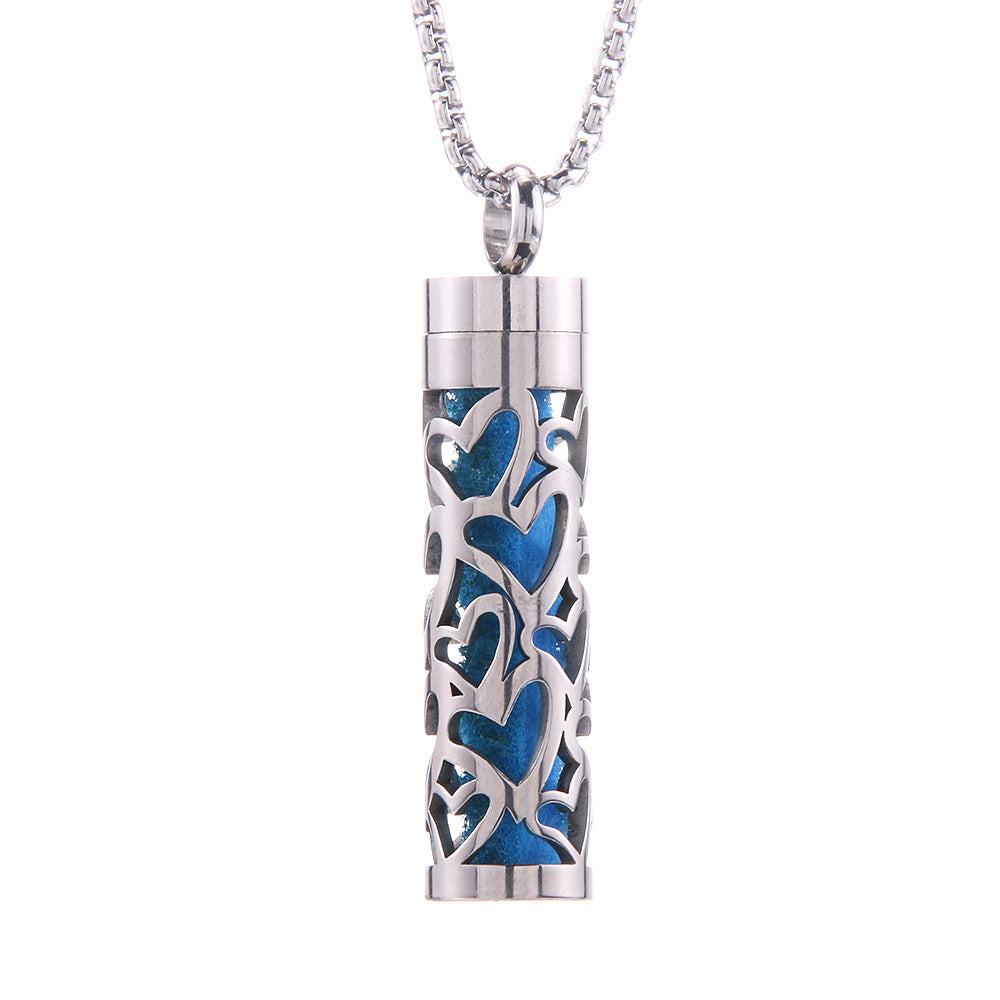 Cylinder Aromatherapy Pendant Titanium Steel Pendant Necklace