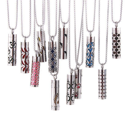 Cylinder Aromatherapy Pendant Titanium Steel Pendant Necklace