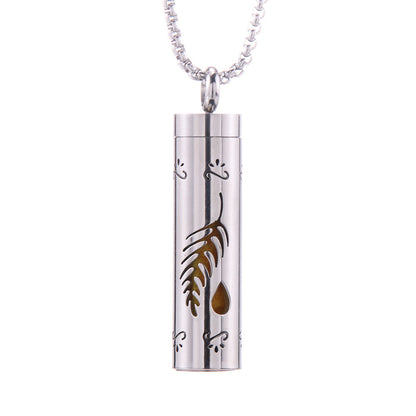 Cylinder Aromatherapy Pendant Titanium Steel Pendant Necklace