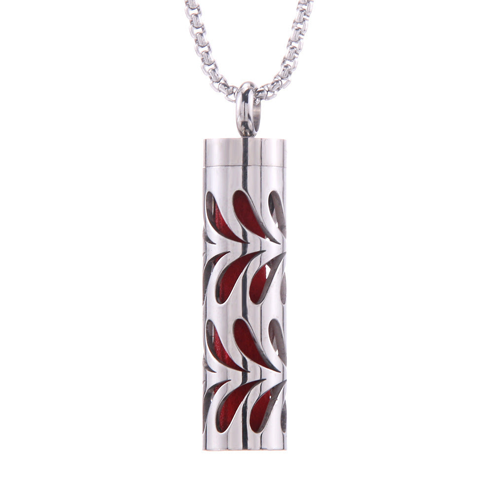 Cylinder Aromatherapy Pendant Titanium Steel Pendant Necklace