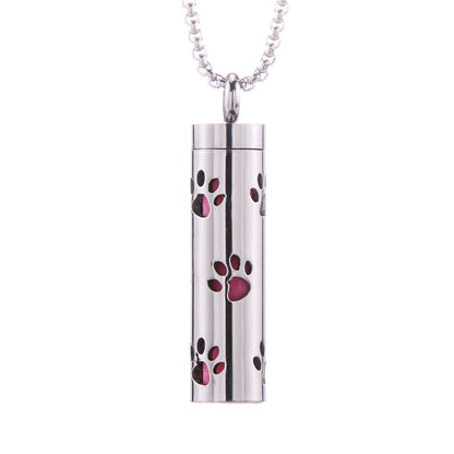 Cylinder Aromatherapy Pendant Titanium Steel Pendant Necklace