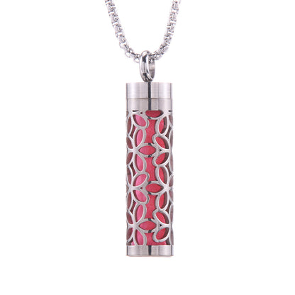 Cylinder Aromatherapy Pendant Titanium Steel Pendant Necklace