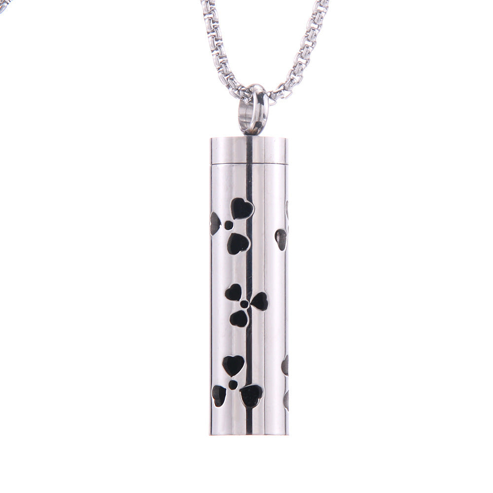 Cylinder Aromatherapy Pendant Titanium Steel Pendant Necklace