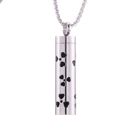 Cylinder Aromatherapy Pendant Titanium Steel Pendant Necklace