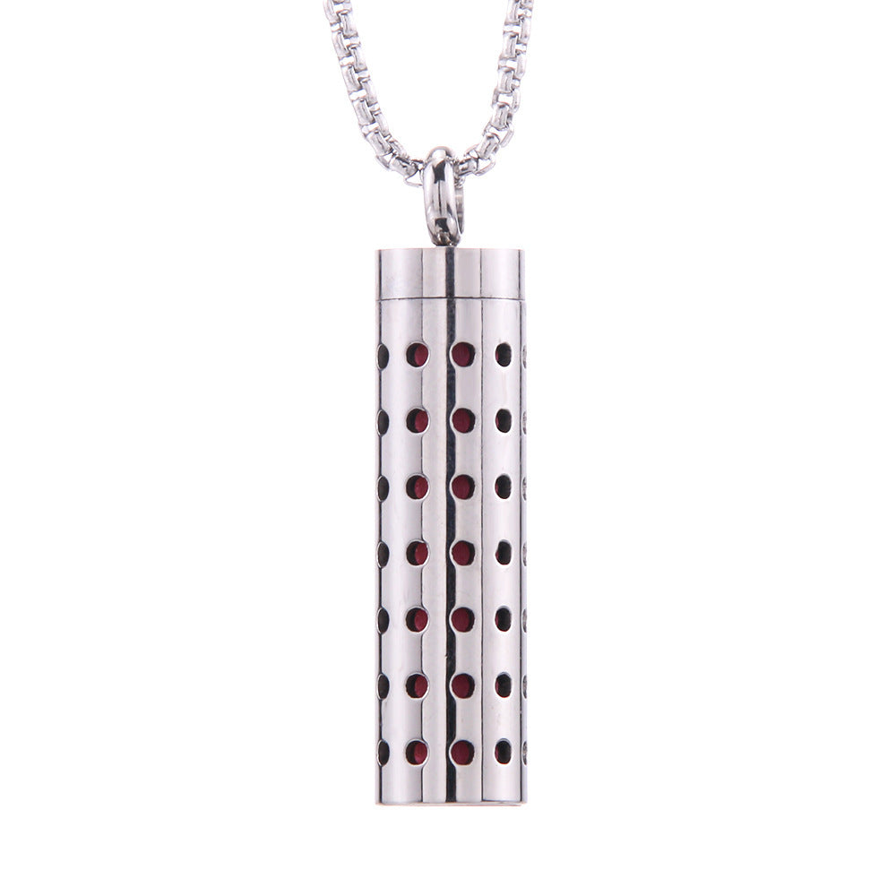 Cylinder Aromatherapy Pendant Titanium Steel Pendant Necklace